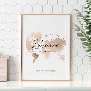 Zuhause Poster Koordinaten Geschenke Personalisierte Koordinaten Und Namen  in A4 A3 A3 Als Geschenk Zum Einzug Hausbau Wohnung Umzug - Etsy