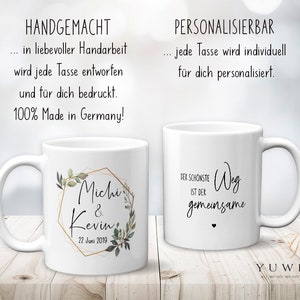 Hochzeitstasse personalisiert mit Wunschnamen und Datum Kaffeetasse oder Teetasse mit Spruch Namen Geschenk Geschenkidee zur Hochzeit image 5