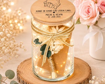 Personalisiertes Geschenke Glas als Hochzeits Geschenke personalisiert Geldgeschenk  Vorratsglas Geschenk Hochzeitsgeschenke