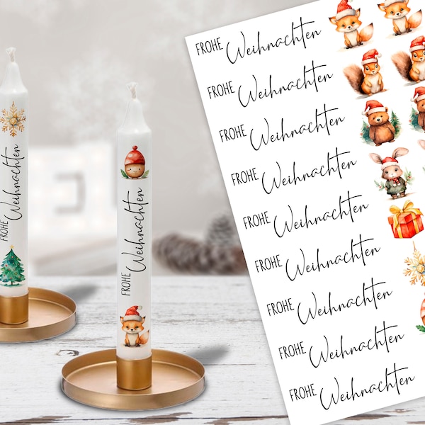 Woodland Christmas Kerzentattoo für Stabkerzen Wasserschiebefolie I DIY Vorlage für Kerzen I Weihnachten I Adventskerzen I Advent