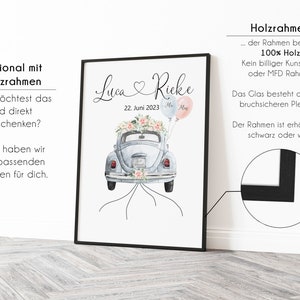 Personalisiertes Geldgeschenk Hochzeit A4 A3 A2 Hochzeitsgeschenke für Brautpaar Hochzeitsgeschenke Geld optional mit Bilderrahmen Bild 5