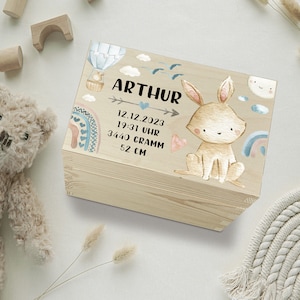 Personalisierte Erinnerungskiste Baby Hase, Babygeschenke, Erinnerungskiste, Geschenk Geburt, Geburt, Taufgeschenk, Erinnerungsbox