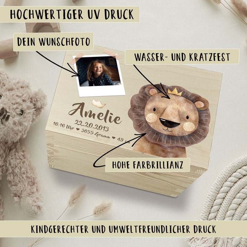 Personalisierte Erinnerungskiste Baby mit Foto Babygeschenke Erinnerungsbox Baby Geschenk zur Geburt Taufgeschenk Bild 2