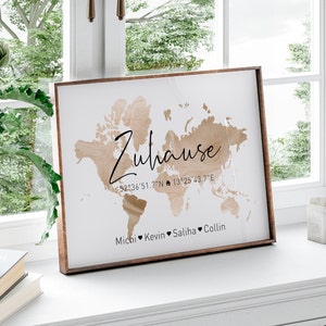 Individuelles Zuhause Poster mit Koordinaten und Namen - Einzigartiges Geschenk zum Einzug - A4 A3 A2