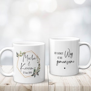 Hochzeitstasse personalisiert mit Wunschnamen und Datum Kaffeetasse oder Teetasse mit Spruch Namen Geschenk Geschenkidee zur Hochzeit image 6