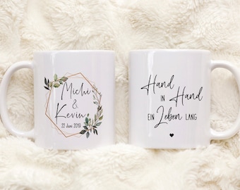 Hochzeitstasse personalisiert mit Wunschnamen und Datum Kaffeetasse oder Teetasse mit Spruch Namen Geschenk Geschenkidee zur Hochzeit