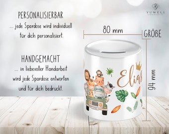 Safari Tiere Kinderspardose personalisiert mit Name als Geschenk oder  Geschenkidee zum Geburtstag Taufe - .de