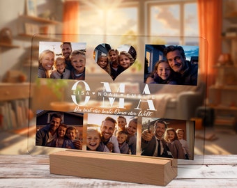 Geschenke für Oma personalisiertes Acryl Bild mit Foto und Namen als Geschenk für Omi zum Geburtstag Weihnachtsgeschenke Nachtlicht