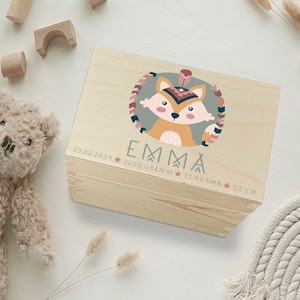 Personalisierte Erinnerungskiste Baby Boho  Fuchs Babygeschenke Erinnerungskiste Geschenk Geburt Geburt Taufgeschenk Erinnerungsbox
