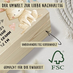 Personalisierte Erinnerungskiste Baby Hase, Babygeschenke, Erinnerungskiste, Geschenk Geburt, Geburt, Taufgeschenk, Erinnerungsbox Bild 4