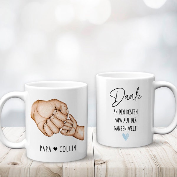 Bester Papa Geschenk Tasse mit Spruch personalisiert mit Namen Geschenke Geschenkideen für Vater zu Weihnachten zum Vatertag zum Geburtstag