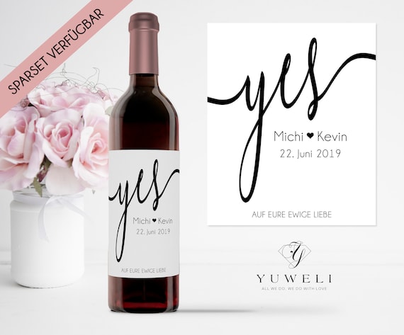 Flaschenetikett Yes Personalisiert Mit Namen Und Datum Wein - Etsy Denmark