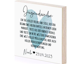 Geschenk Jugendweihe Holzbild Spruch personalisiert mit Namen und Datum für Mädchen und Jungen Geschenke Geschenkidee Geldgeschenk
