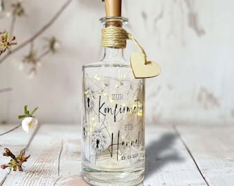 Geschenk zur Konfirmation Flaschenlicht zur Konfirmation personalisiert mit Namen und Datum für Mädchen oder Junge Geschenke
