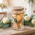 Personalisiertes Hochzeitsgeschenk Glas – Geldgeschenk mit Namen & Datum – Vorratsglas mit Holzdeckel und Trockenblumen product logo