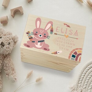 Personalisierte Erinnerungskiste Baby Boho Hase Babygeschenke Erinnerungskiste Geschenk Geburt Taufgeschenk Erinnerungsbox