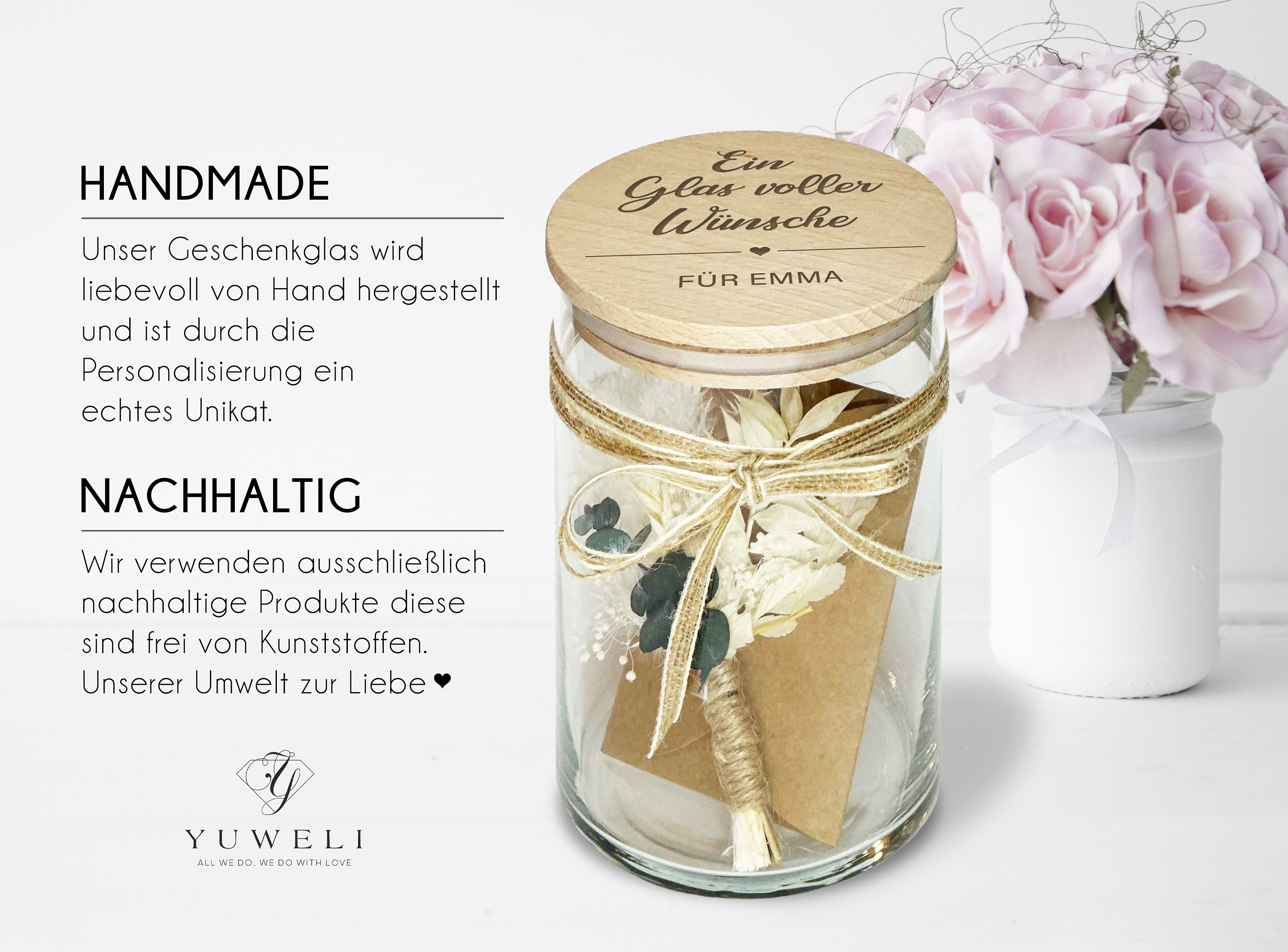 Wünsche im Geschenk Glas personalisiertes Geschenk für Geburtstage, Abschied und Weihnachten ein individuelles Geburtstagsgeschenk