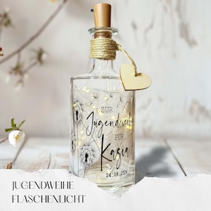 Jugendweihe Geschenke Geldgeschenk Jugendweihe personalisiert mit Namen Datum für Mädchen oder Junge Geschenke Flaschenlicht