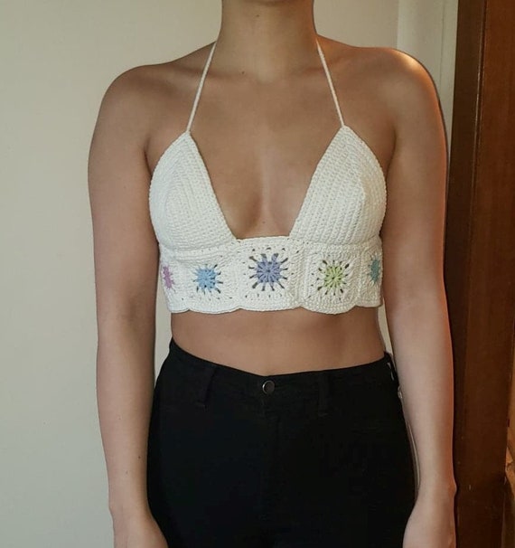 Crochet Lace up Crop Top -  Canada