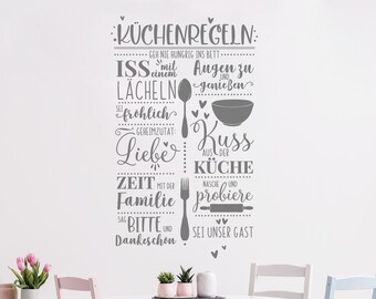 Wall Decal Kitchen Sayings - Rules Love Smile Enjoy | 34 colors, wall sticker wall sticker wall decoration