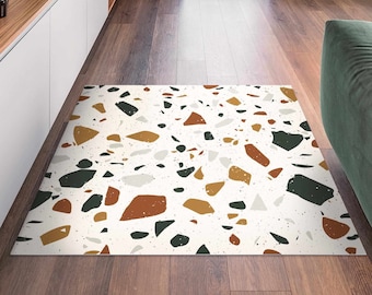 Vinyl Floor Mat - Detailed Terrazzo Pattern Leghorn | Floor Mat Vinyl Carpet PVC Kitchen Floor Protection