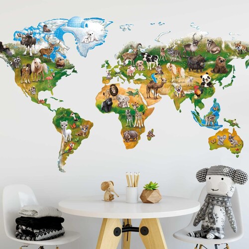 World Map Wall Sticker Peel and Stick Stickers Etsy