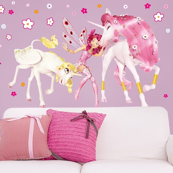 Wandtattoo Kinderzimmer - Mia and Me - Mia Onchao und Lyria | XXL Kinder Wandsticker Babyzimmer Wandaufkleber Baby Tiere Einhorn