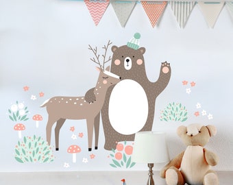 Wall sticker for kids - forest friends with bear and deer | children wall stickers animals
