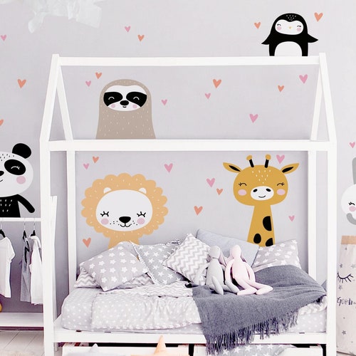 Wall Sticker for Kids Safari Animal Set Children Wall Etsy