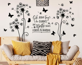 Wandtattoo Pusteblume - Der beste Tag deines Lebens | Wandsticker Wandaufkleber Wanddeko Blumen Einfarbig Spruch Sprüche Weisheiten