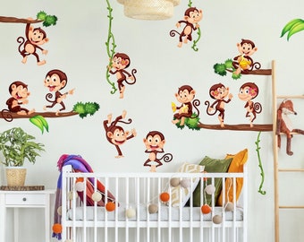 Tatuaje de pared - Monkeys from the Jungle | Vinilos de pared Decoración Dormitorio Cuarto Habitación Niños Bebes monos animalitos ramas