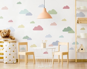 Wall sticker for kids - 40 Clouds Pastel Set | children wall stickers cute girl boy kids
