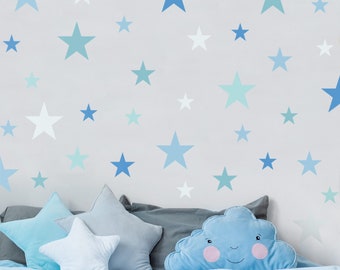 Wall sticker for kids - 92 Stars Blue Gray Petrol Set | children wall stickers cute girl boy kids