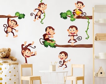 Wall sticker for kids - Monkey Family | Children wall stickers animals