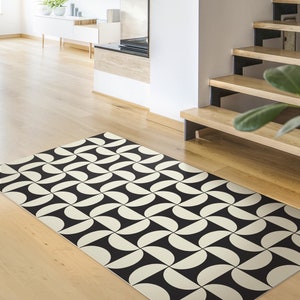 Vinyl Floor Mat - Geometrical Tile Arches Sand With Border | Floor Mat Vinyl Carpet PVC Kitchen Floor Protection