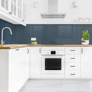Salpicadero de cocina - Azul pizarra | Película adhesiva de plástico duro, protector contra salpicaduras de cocina, espejo de cocina de pared trasera, película magnética