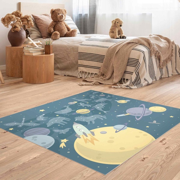 Tapis en vinyle - Planets With Zodiac And Rockets | tapis vinyle PVC tapis de vinyle tapis protection pour sol