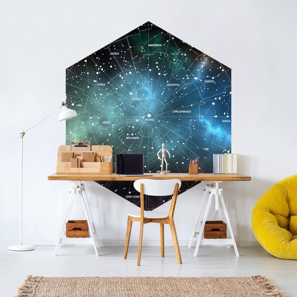 Papier peint hexagonal - Stellar Constellation Map Galactic Nebula