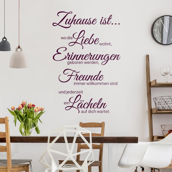 Wandtattoo Sprüche - Zuhause ist... | Typografie Motivation Weisheiten Wandsticker Wandaufkleber Wanddeko Familie