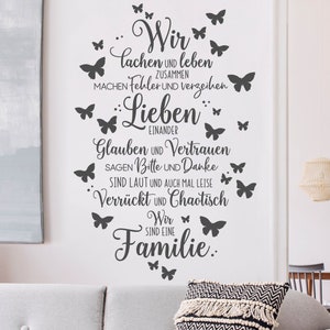 Wandtattoo Sprüche Wir sind eine Familie Leben Lachen Schmetterlinge