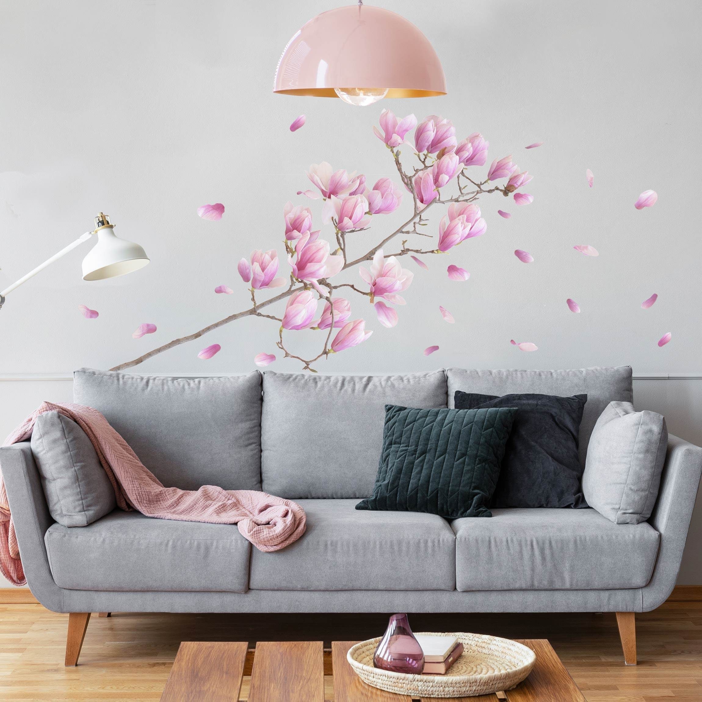 Vinilo dormitorio magnolia para pared - TenVinilo