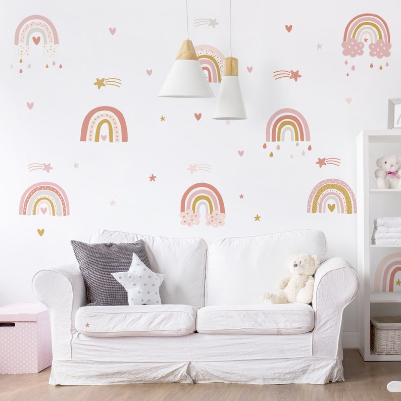 Details about   Pink & Dotty Rainbow Childrens Wall Sticker WS-57882