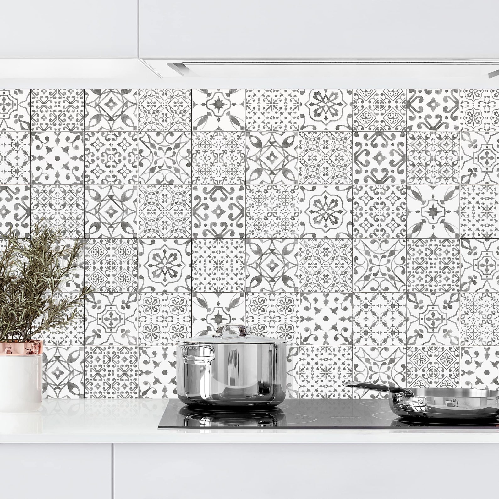 Selfadhesive Splashback Pattern Tiles Grey White Kitchen Etsy UK