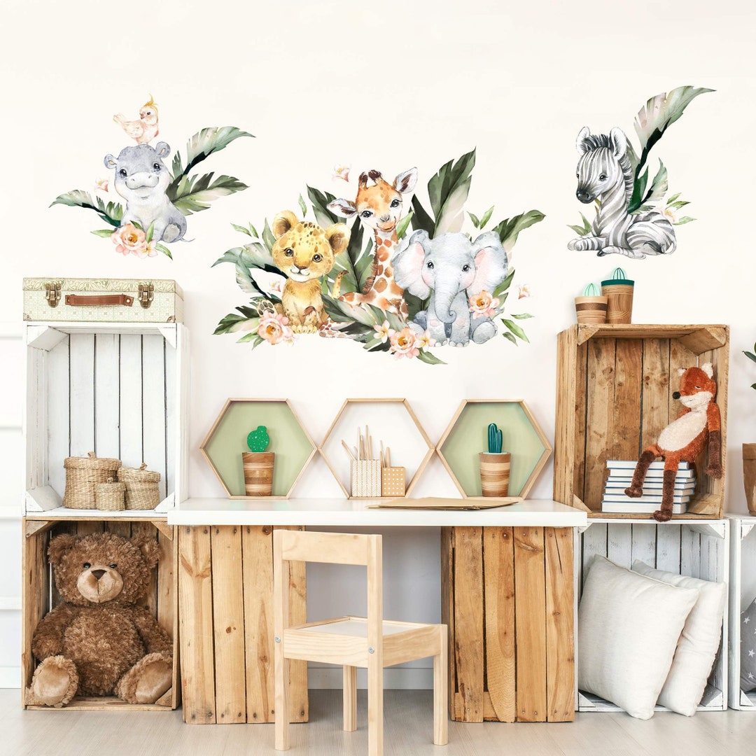 Wall Sticker for Kids Watercolour Safari Babies Children Wall Stickers
