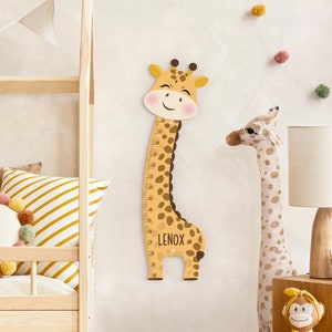 Toise murale enfant personnalisable - Adorable Girafe - 2 designs au choix | Mètre pliant Garçons Filles Neutre Bébé Chambre d'enfant