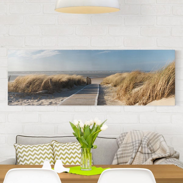 Leinwandbild - Ostsee Strand - Panorama Quer | XXL Wandbilder Wanddeko Wanddekoration Meer Urlaub Paradies