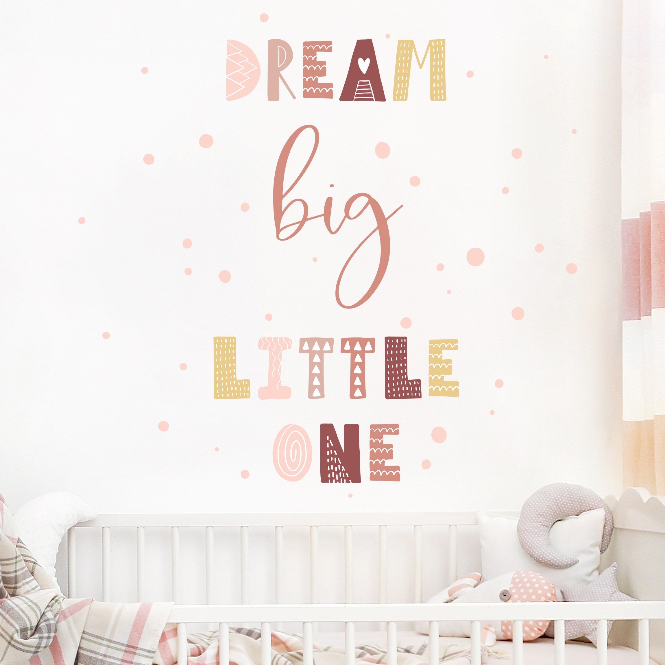 Wall Sticker Dream Big Little One Light Pink Children Wall Etsy UK