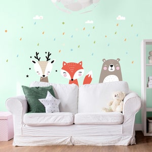 Vinilos infantiles Dulces animalitos del bosque Niños niñas bebes pegatinas cuarto habitación pequeños decoración pared mural imagen 2