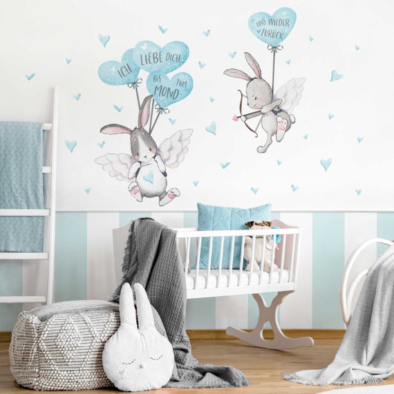 Decalcomania murale camera per bambini Ti amo coniglio blu Adesivo da  parete per bambini Baby Room Adesivo da parete Decorazione da parete Dolce  -  Italia