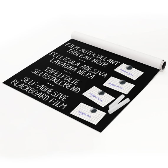 Farbe: schwarz 100x60cm Kreidestift PVC-Frei Kreidefolie mit Magnetischer Haftkraft inkl KaRoFoilFIX Magnetische Tafelfolie Selbstklebend dekoratives Memoboard 10 Magnete 